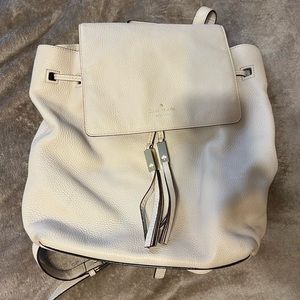 kate spade Cream Leather Backpack with Tassel